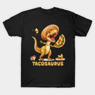 Tacosaurus Funny Tacos Tuesday T-rex Holding Taco Dinosaur For Cinco De Mayo T-Shirt